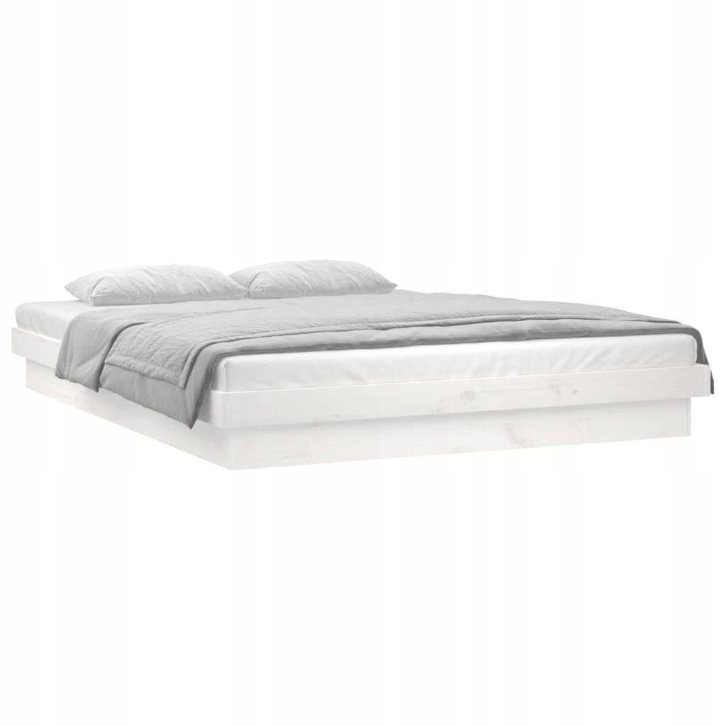 RAMA ŁÓŻKA Z LED BIAŁA 120X200CM LITE DREWNO Marka VidaXL