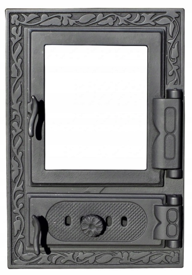 Drzwiczki do pieca wędzarni żeliwne KOMINKOWE z szybą