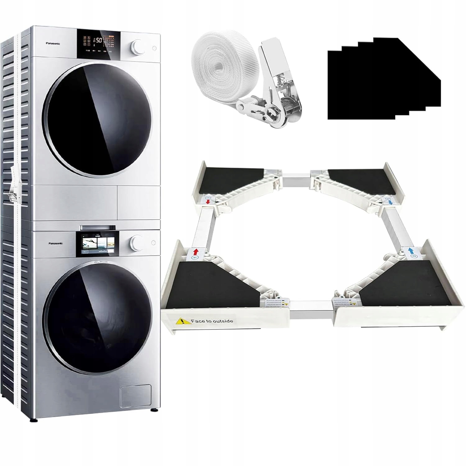 Łącznik Pralki Suszarki Uniwersalny Szerokość 46-72cm Antywibracyjna +pas