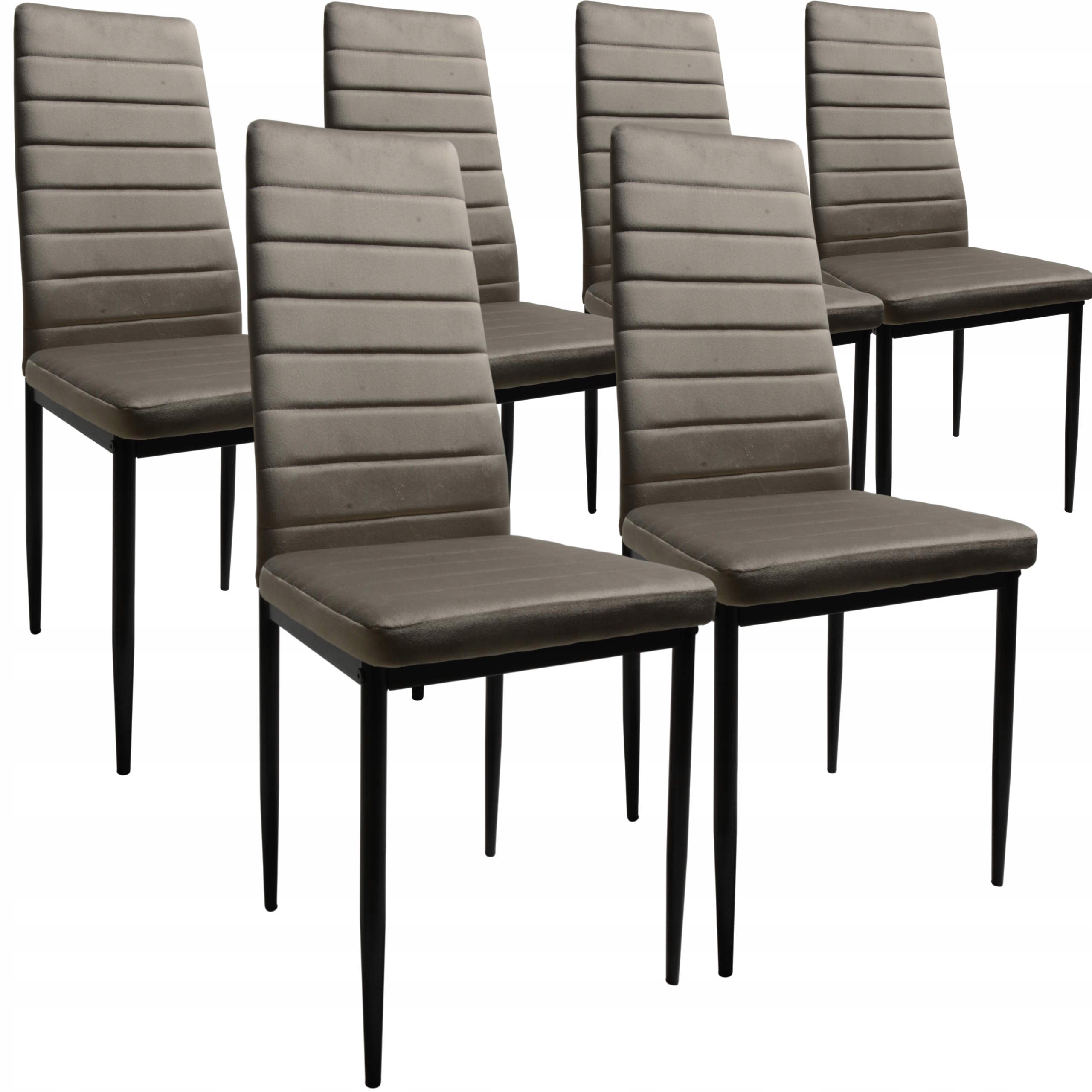 Zestaw 6 Krzeseł Welur Mleczno Szary Elegancja i Komfort glamour