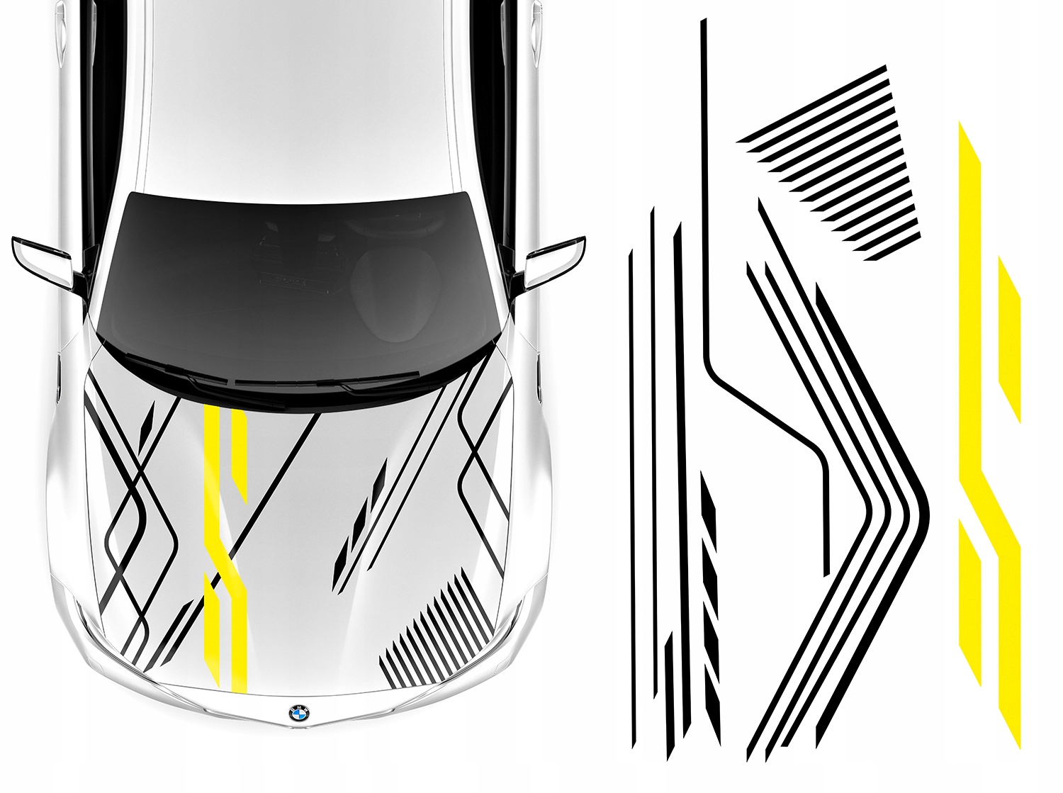 Samolepka Grafika na auto Masku Motiv Pruhy Pásy Linie Tvary 96x183