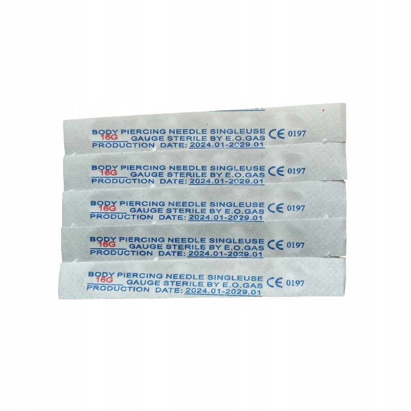 5x Igła do kolczykowania piercing 1,2mm (16G) sterylna