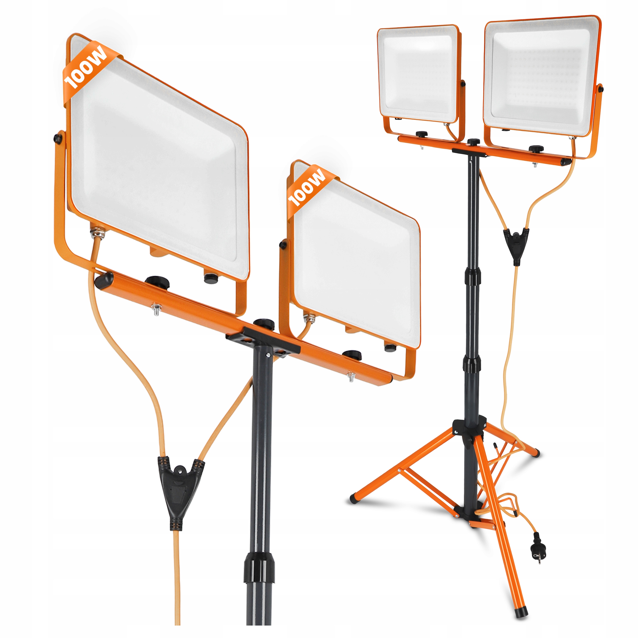 Halogen Led Stavební stativ 2x 100W 10000lm Lampa na stojanu