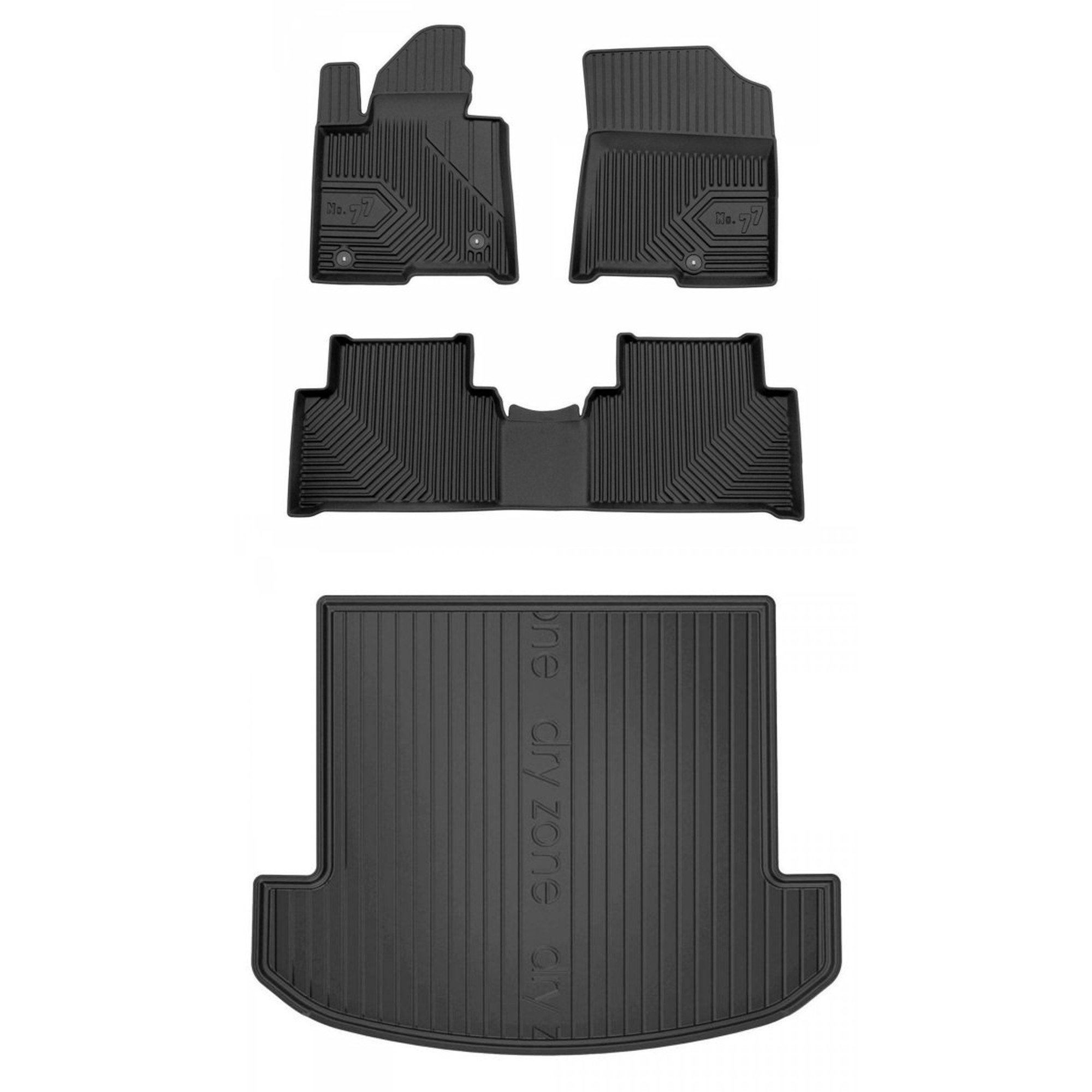 Gumová sada kobercov a rohoží Kia Sorento IV od roku 2020, verzia XL, Hybrid (he