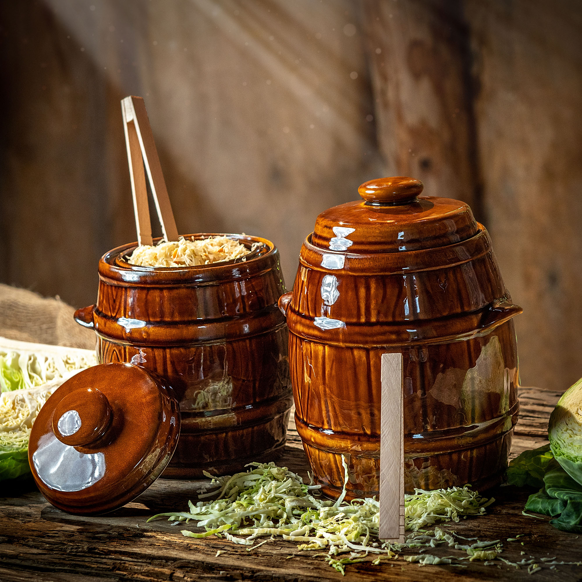 BECZKA DO KISZENIA OGÓRKÓW ZE SZCZYPCAMI 5L Marka Kadax