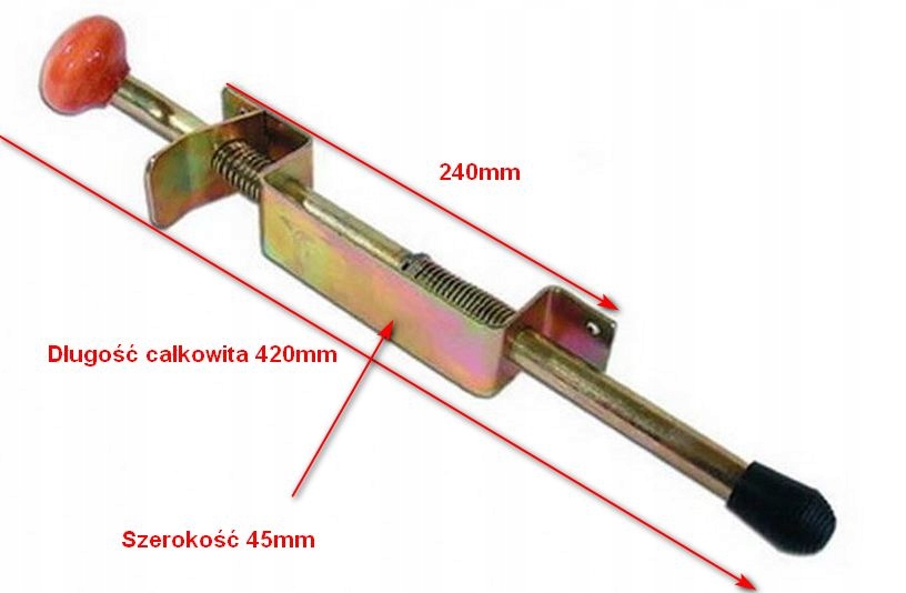 MOCNA PODPÓRKA GARAŻOWA STOPKA DO DRZWI BRAM ZE SPRĘŻYNA 42cm BLOKADA NÓŻKA Długość maksymalna 42 cm