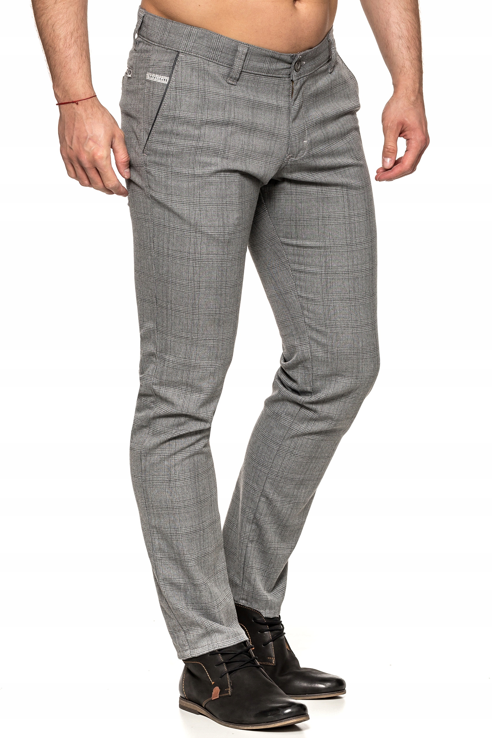 SPODNIE MĘSKIE W KRATĘ VANKEL JEANS 090 - 86cm/L32 Model 090