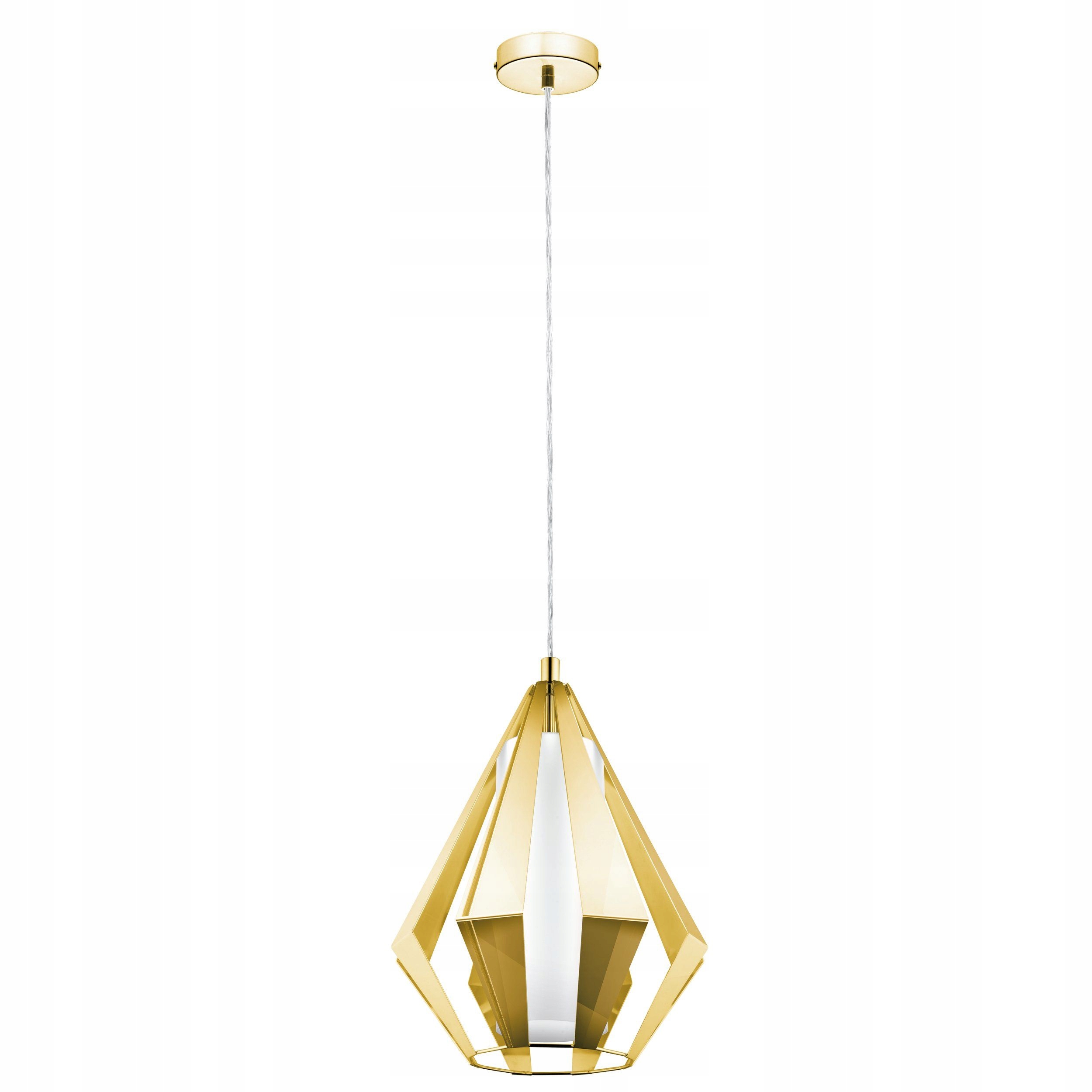 Zlatá lampa Taroca s průsvity a bílým stínítkem, válec nad postelí