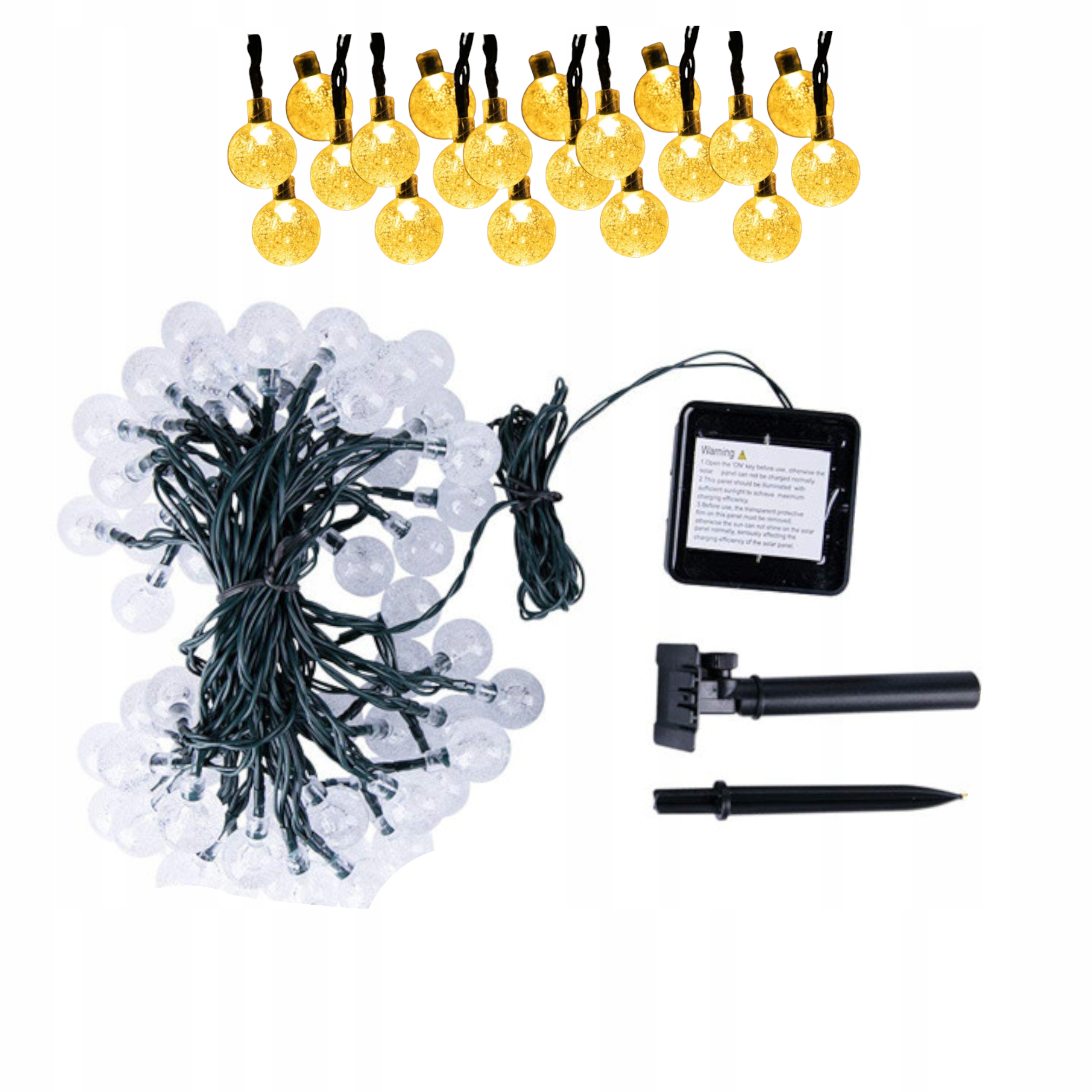 

Lampki Ogrodowe Solarne Kulki 7M 50LED Ciepły