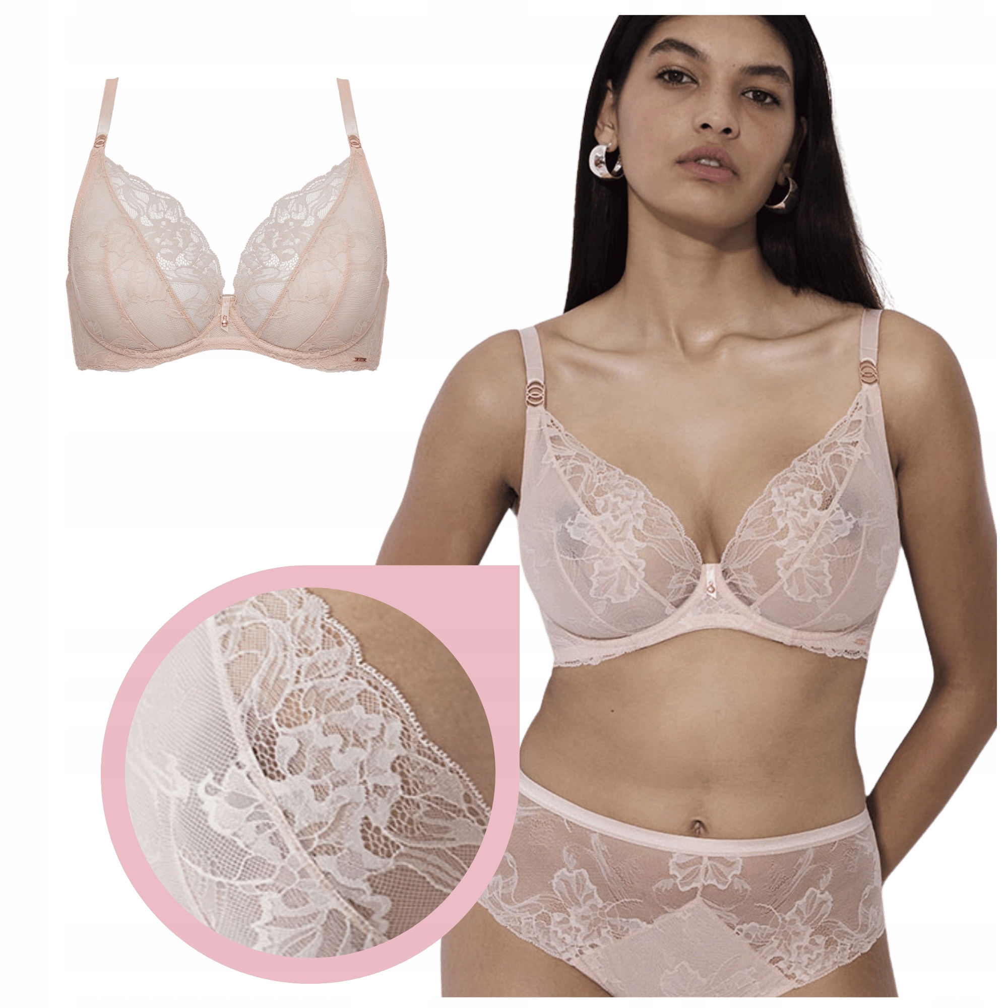 Podprsenka Alles Sublime M světle béžová podprsenka soft krajka přibližuje poprsí 75C