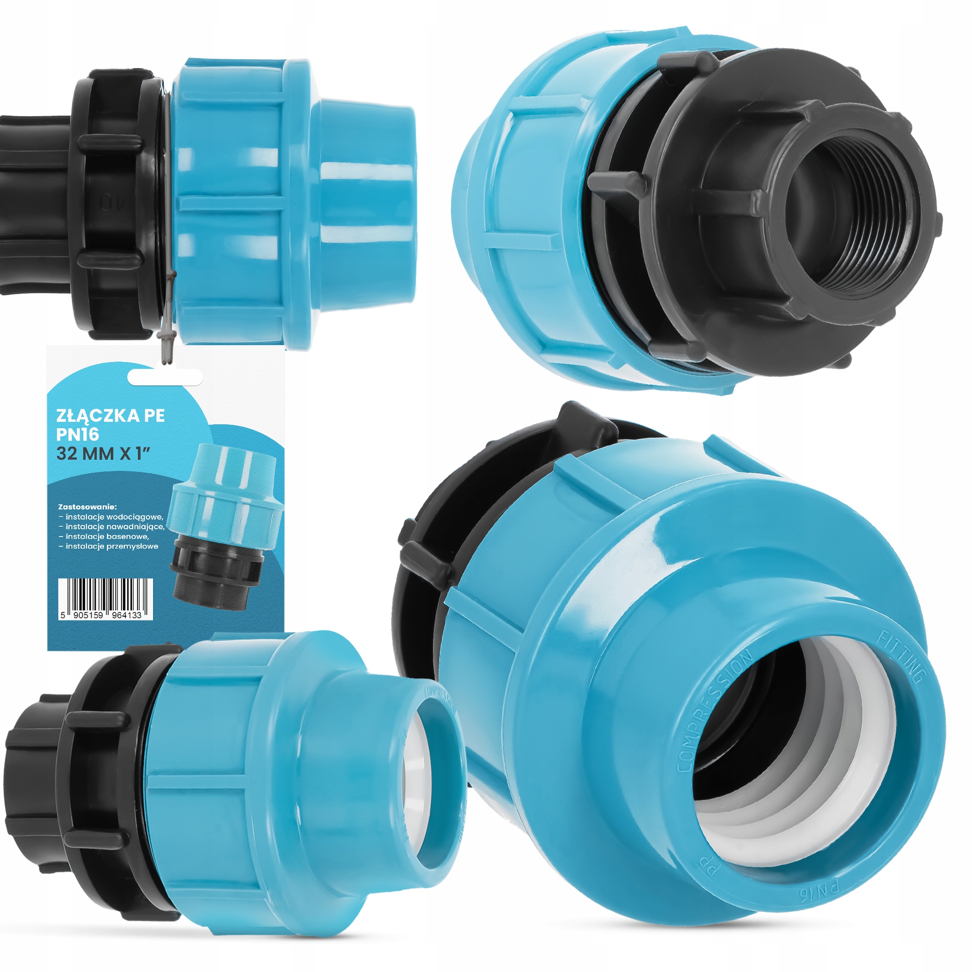 

Złączka wodociągowa łącznik kształtka Pe 32x1 Gw