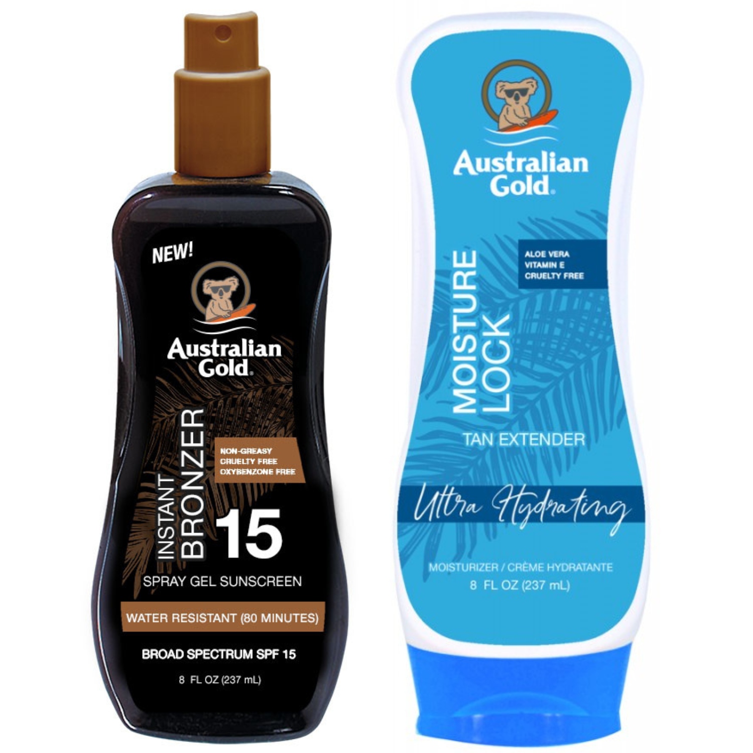 Australian Gold Gel Ve Spreji s bronzerem SPF15 Moisture Lock 237 ml