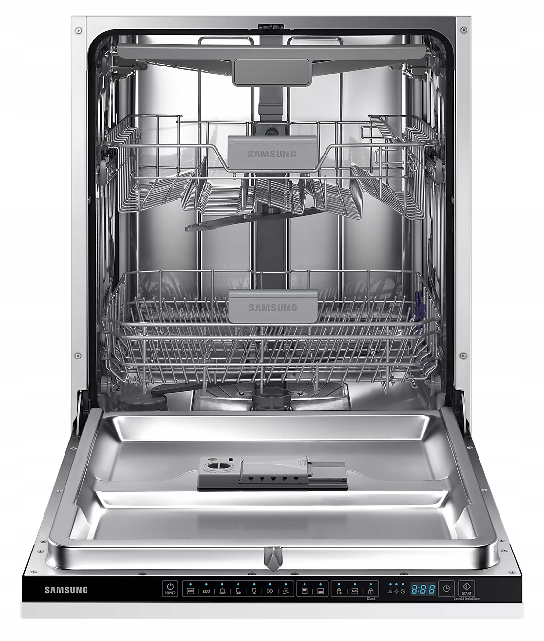 Czarny zestaw do zabudowy AMICA z lodówką i zmywarką SAMSUNG Kolor dominujący czarny