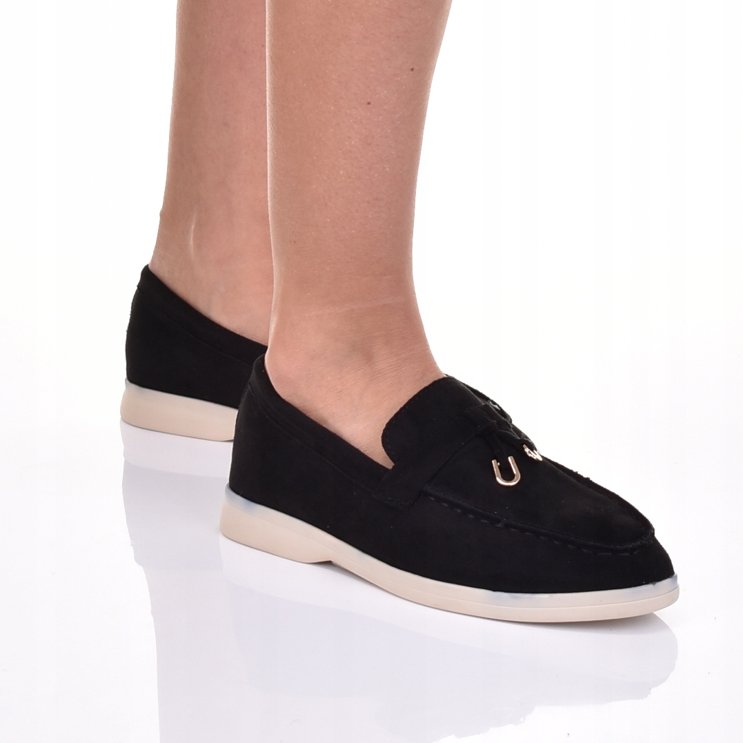 MODNE PÓŁBUTY DAMSKIE MOKASYNY ZAMSZOWE CZARNE Marka inna