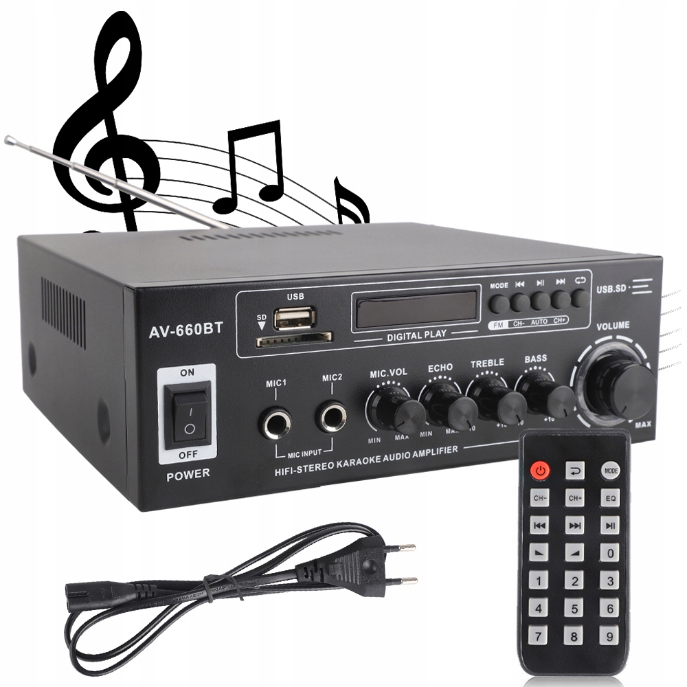 Digitální Zesilovač Výkonu Zvuku Bluetooth 5.0 S Dálkovým Ovládáním