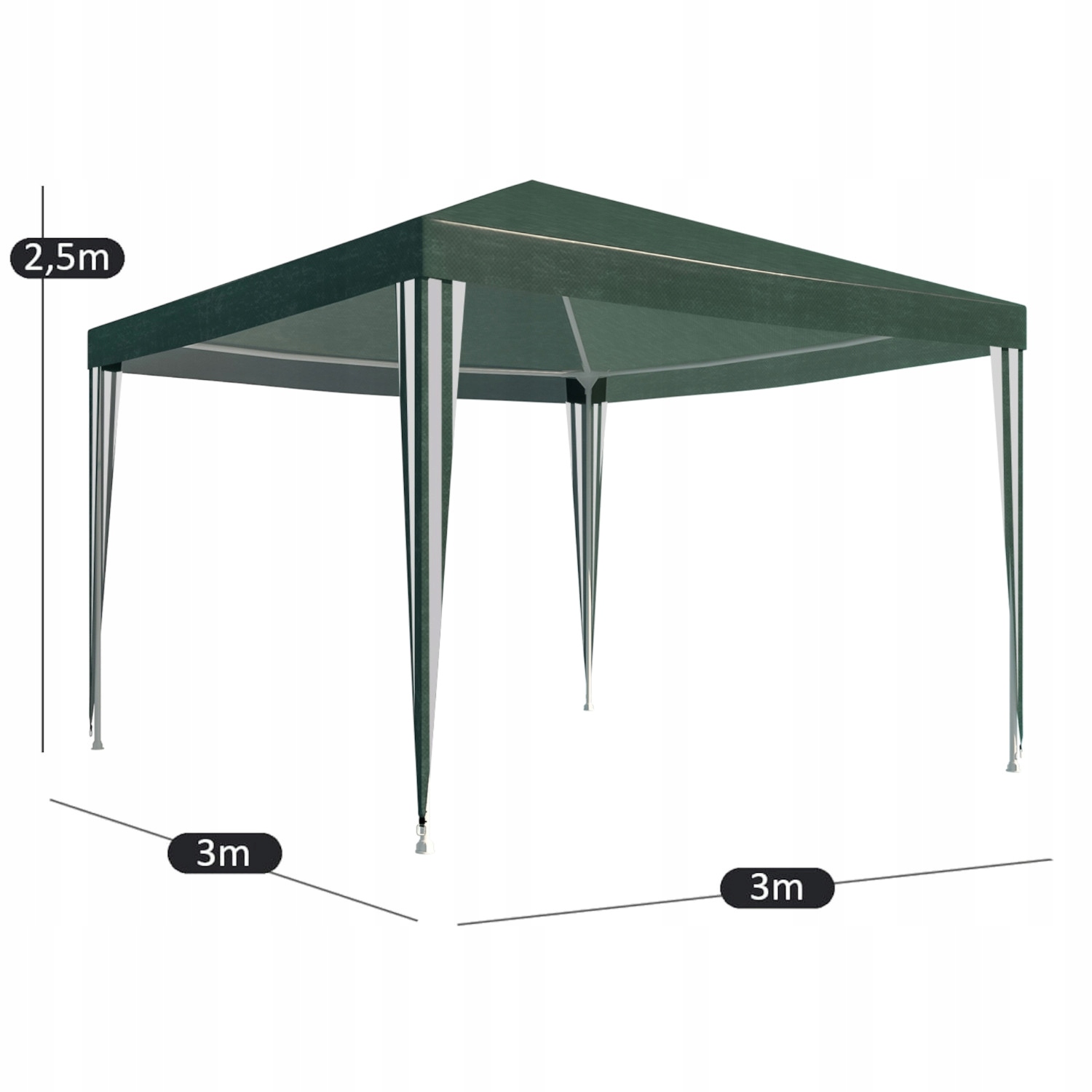 NAMIOT pawilon OGRODOWY 3X3 M IMPREZOWY HANDLOWY ALTANA na ogródek UV 50 Rodzaj poszycia PE