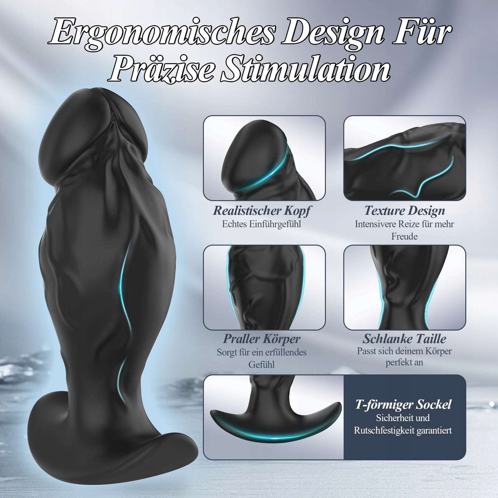 Realistyczny Dildo Analplug z Silikonu dla Par, Kobiet i Mężczyzn — miniatura 2