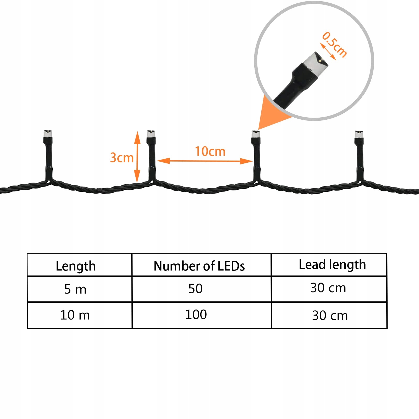 MEISION Kolorowe Lampki LED Bateria Timer 10m 100LED Ciepły Biały 2 Szt — miniatura 7