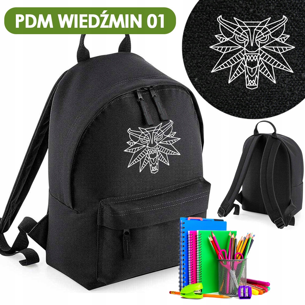 PLECAK SZKOLNY TORNISTER CZARNY PDM WIEDŹMIN 04 Kolor czarny
