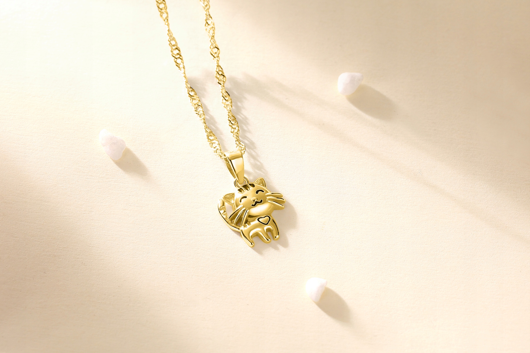 NASZYJNIK ZŁOTY KOTEK DLA DZIEWCZYNKI SREBRO 925 Marka Mennica Bydgoska