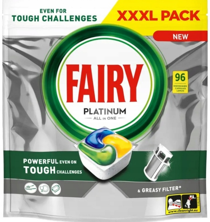 Fairy Platinum All in One Lemon Kapsle do myčky nádobí citronové 96 ks