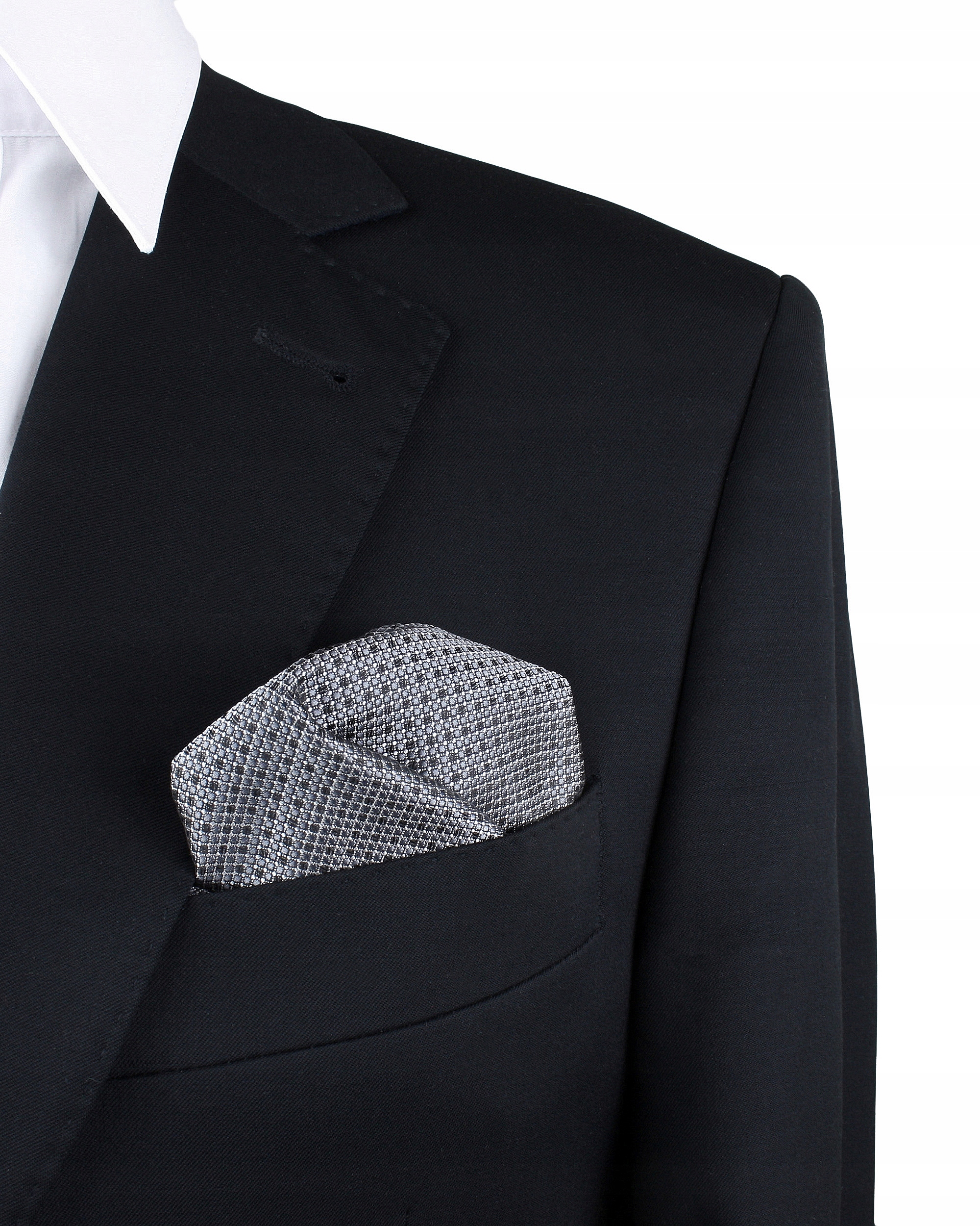 POSZETKA CHUSTECZKA DO MARYNARKI SZARA W KROPKI