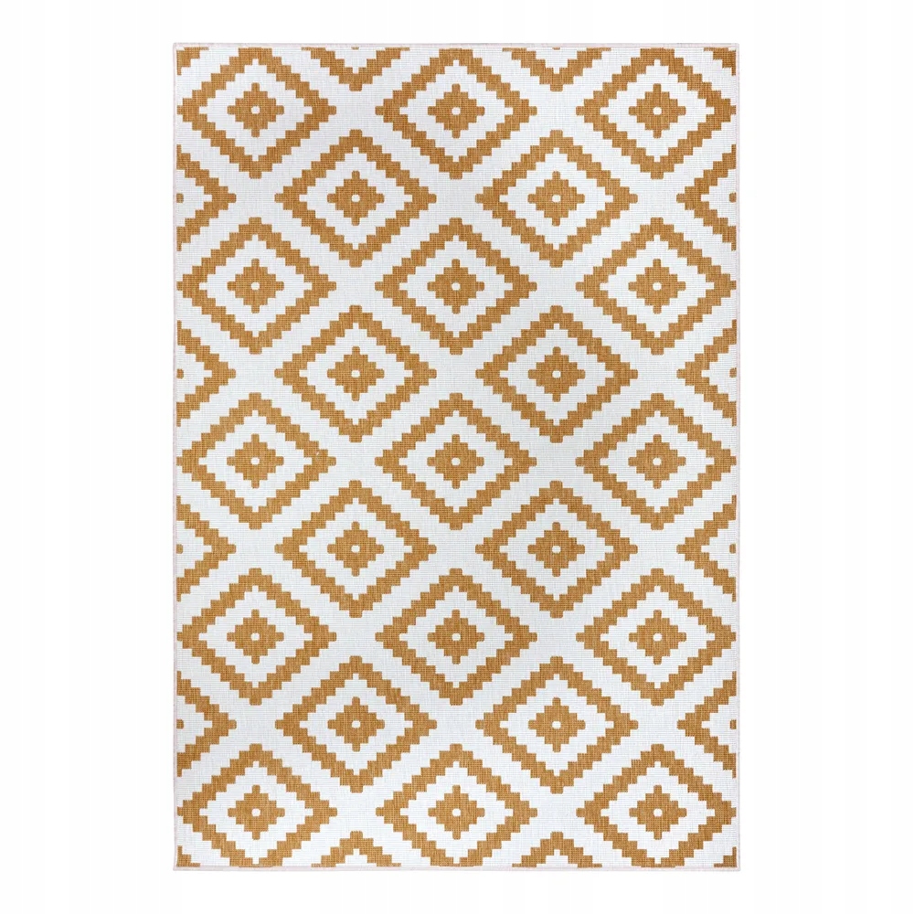 Koberec na terasu 160x230 cm, krémovo žltý, obojstranný, plocho tkaný, šnúrkový