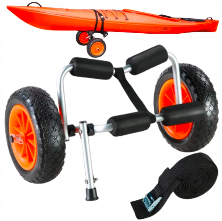 Kajakový vozík s houbovou podnožkou a pásem, skládací, kajakový, přepravní, 115 kg