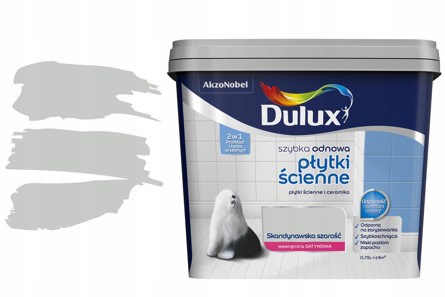 Barva barva Dulux Rychlá obnovaStěnové dlaždice 0,75 l skandinávská šedá