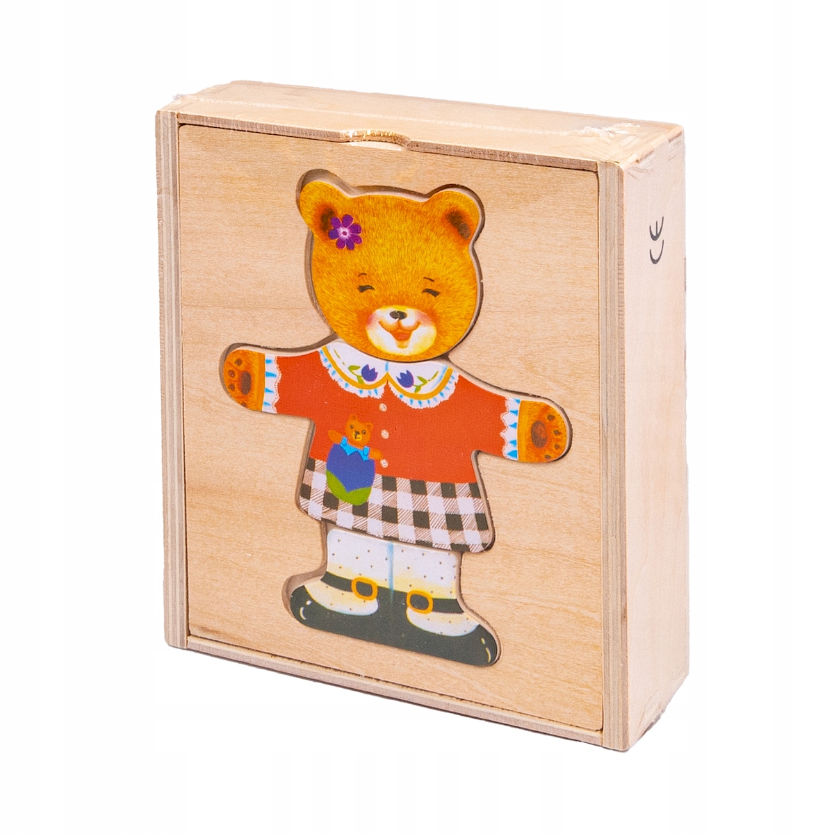 SMILY PLAY Układanka drewniana przebieranka miś Liczba elementów 18