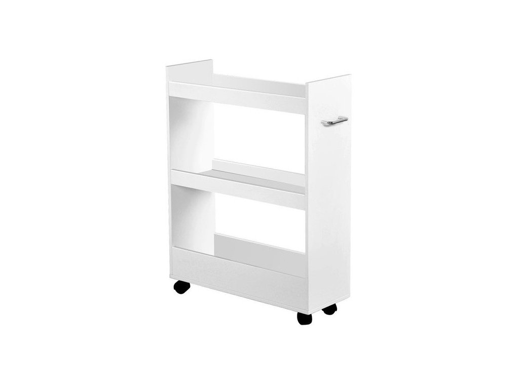 Kuchynský vozík, mobilný v bielej farbe na kolieskach, 3 úrovne, Kesper