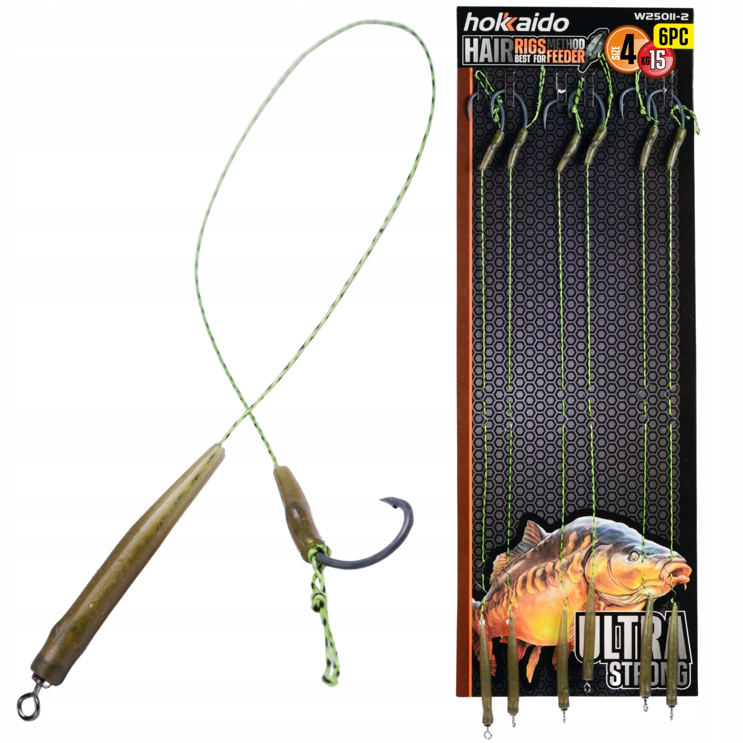 HOKKAIDO PRZYPON KARPIOWY 20CM HAK 4 Z WŁOSEM Kod producenta W25011-4