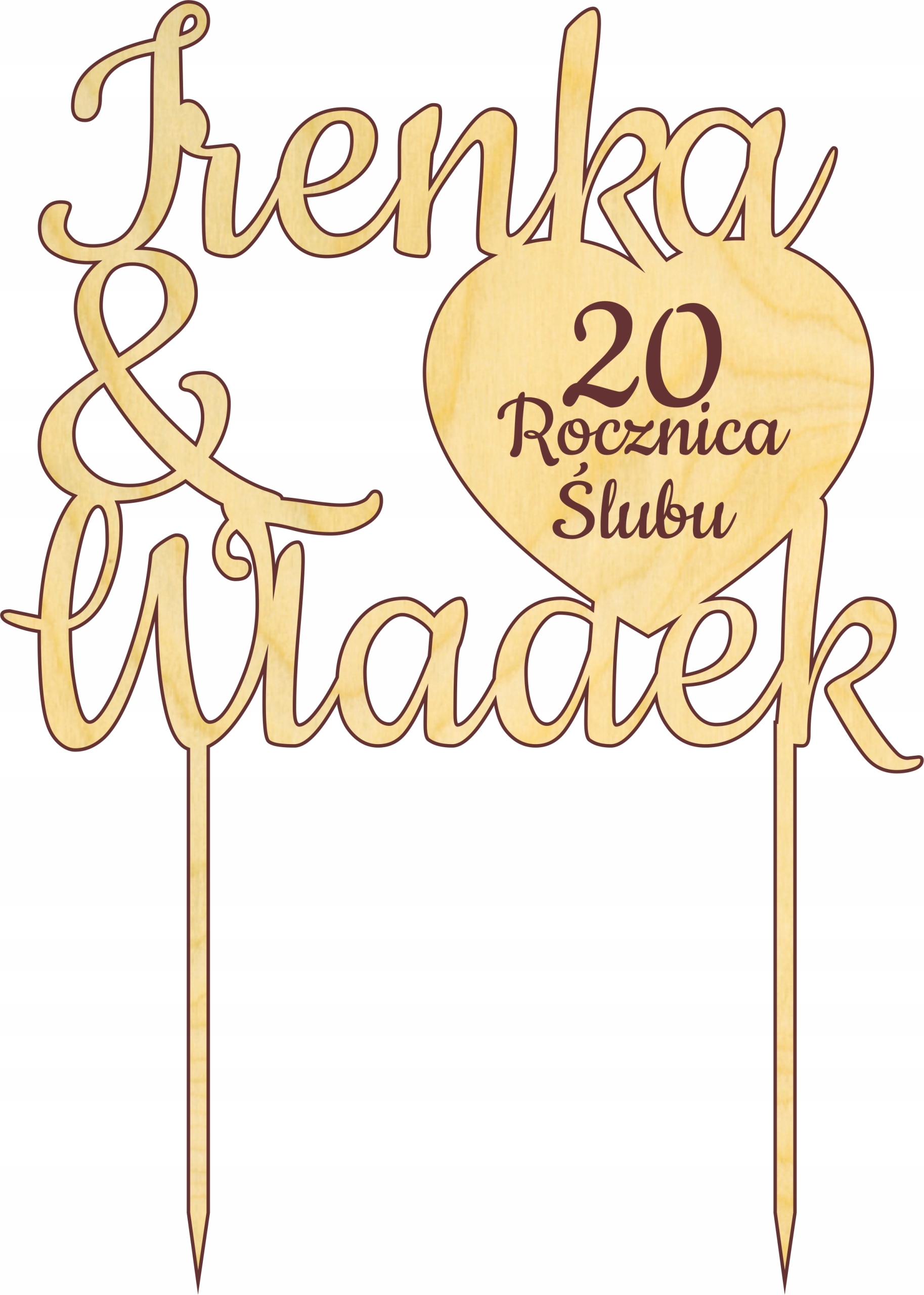 

Topper napis na tort rocznica ślubu 20 lat razem