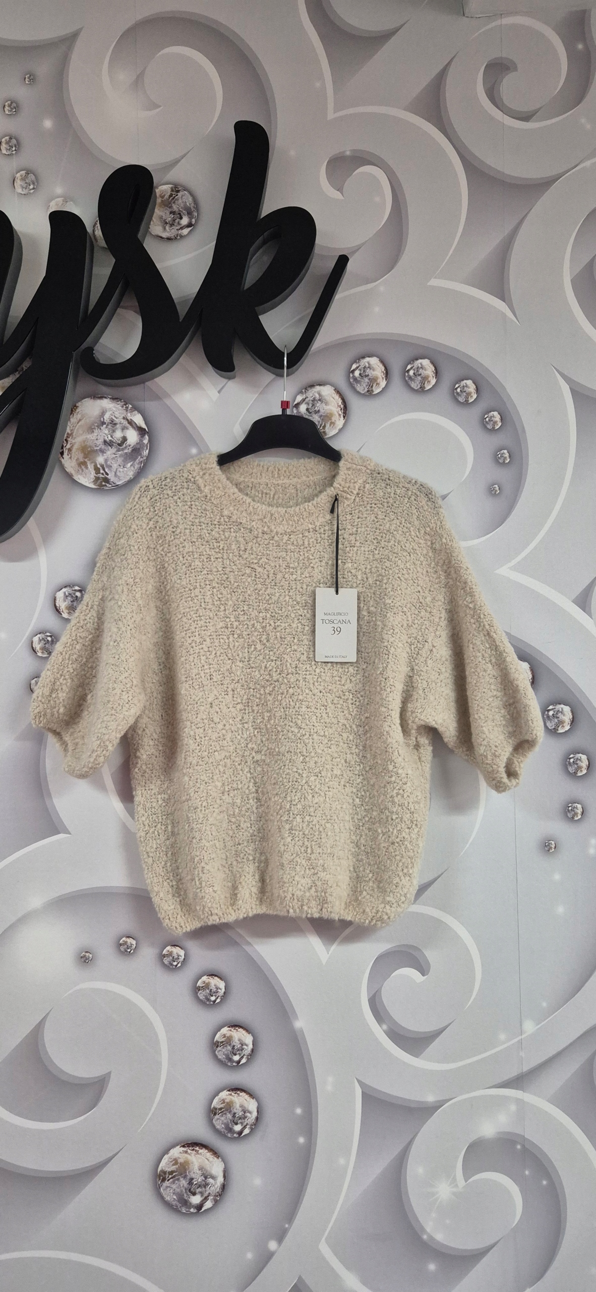 Svetr Kid moher Toscana krátký rukáv béžový vel uni, S, M, L