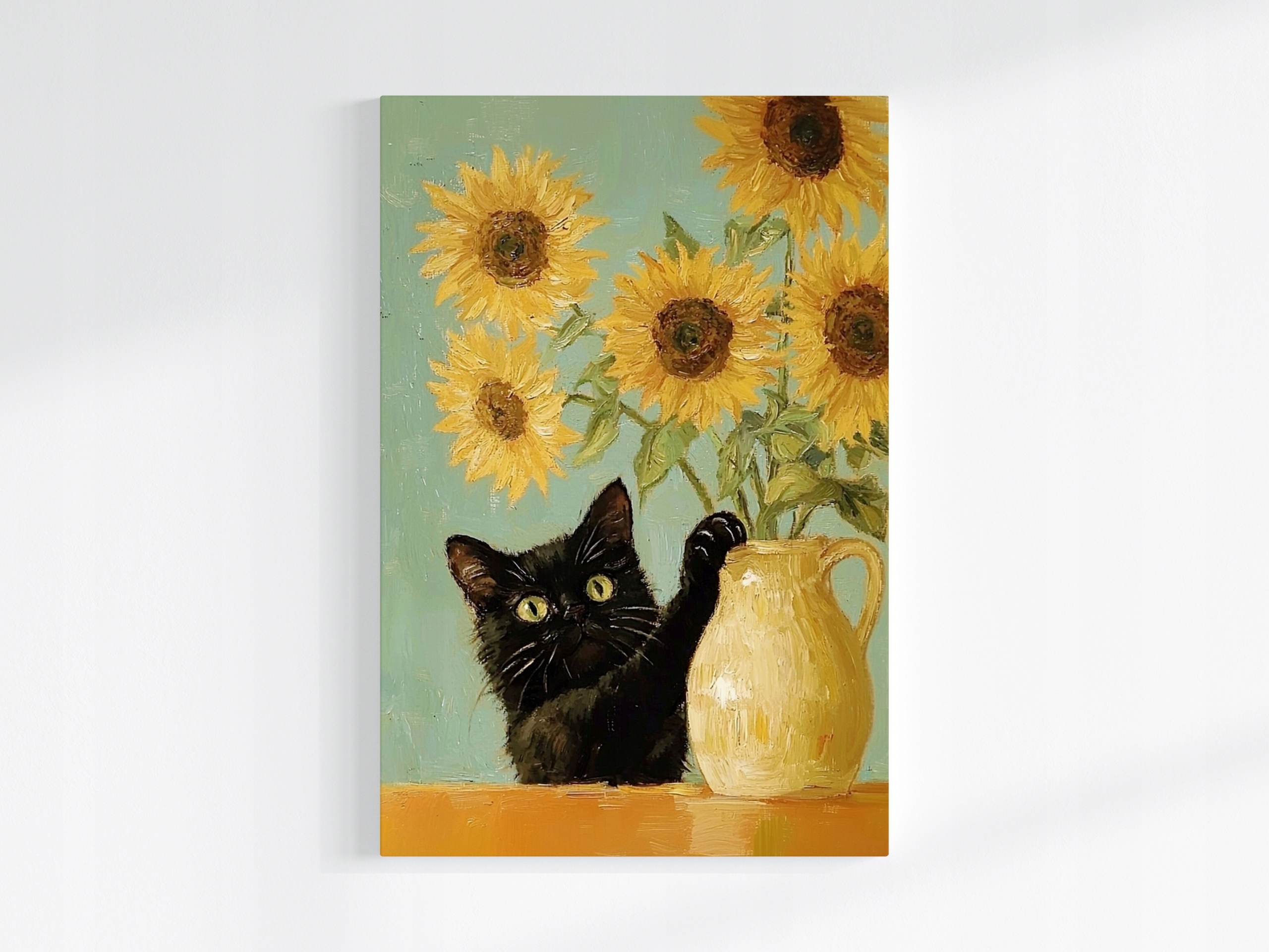 Obraz Na Plátně Canvas Černá Kočka Žluté Slunečnice Van Gogh 80x120