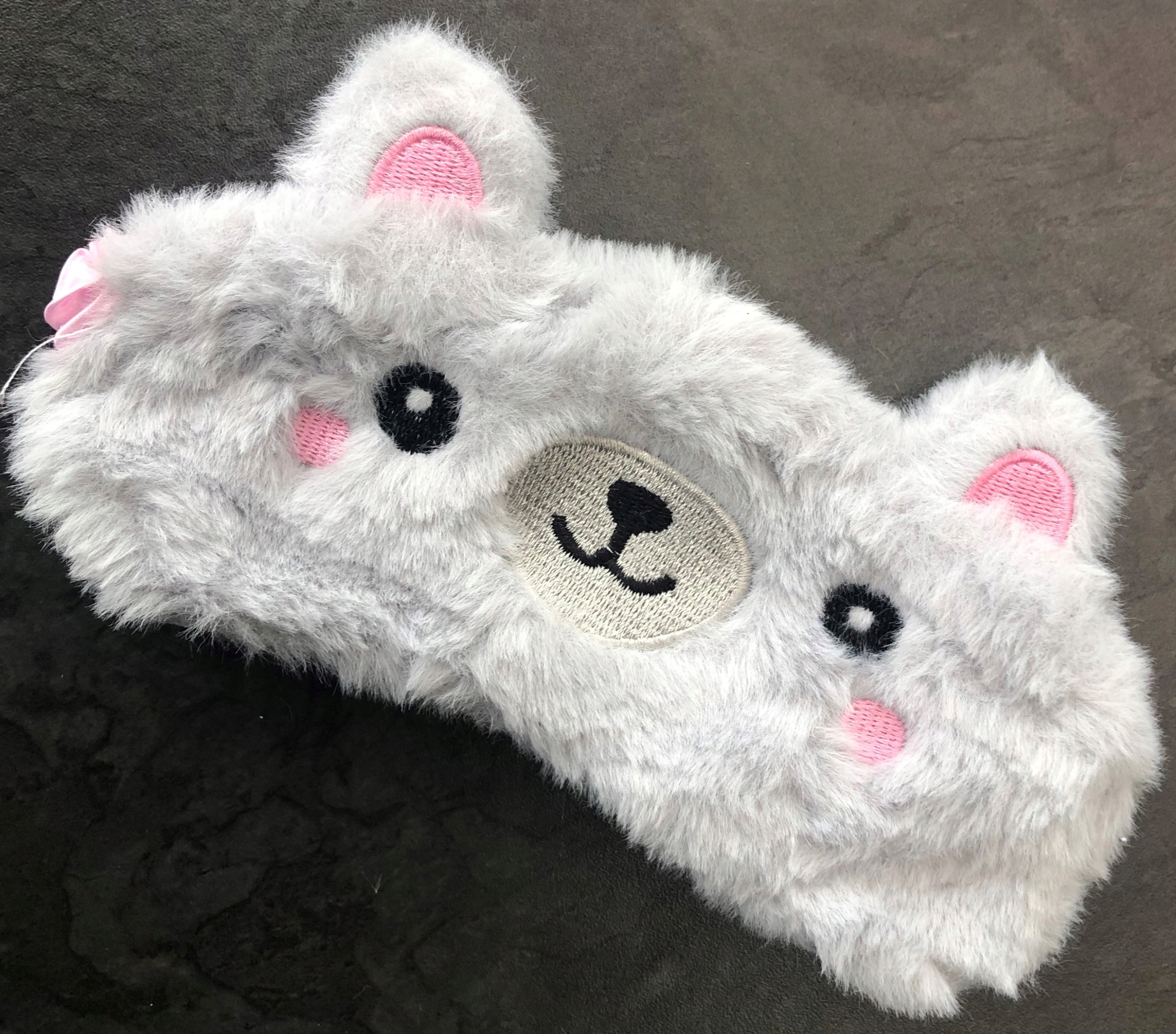 OPASKA NA OCZY MASKA DO SPANIA SNU RELAKSU MIŚ SZARY OLDMAN PLUSZOWA MISIEK