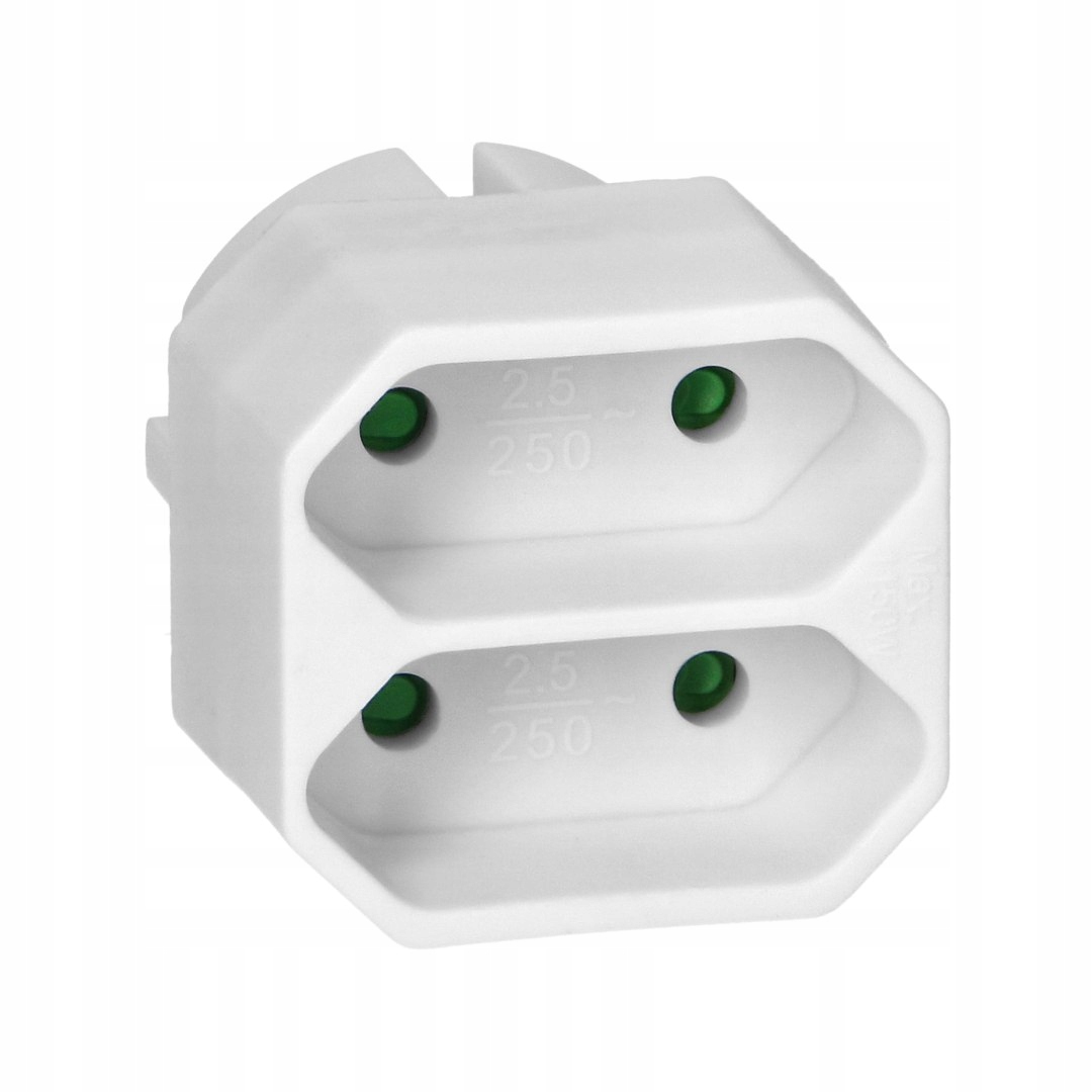Rozgałęźnik 2x2P euro, biały, 20 szt.