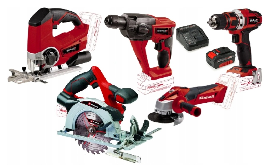 Einhell Sada Elektrického Nářadí 18V Pxc 4,0AH Šroubovák Kladivo Akumulátor Pila