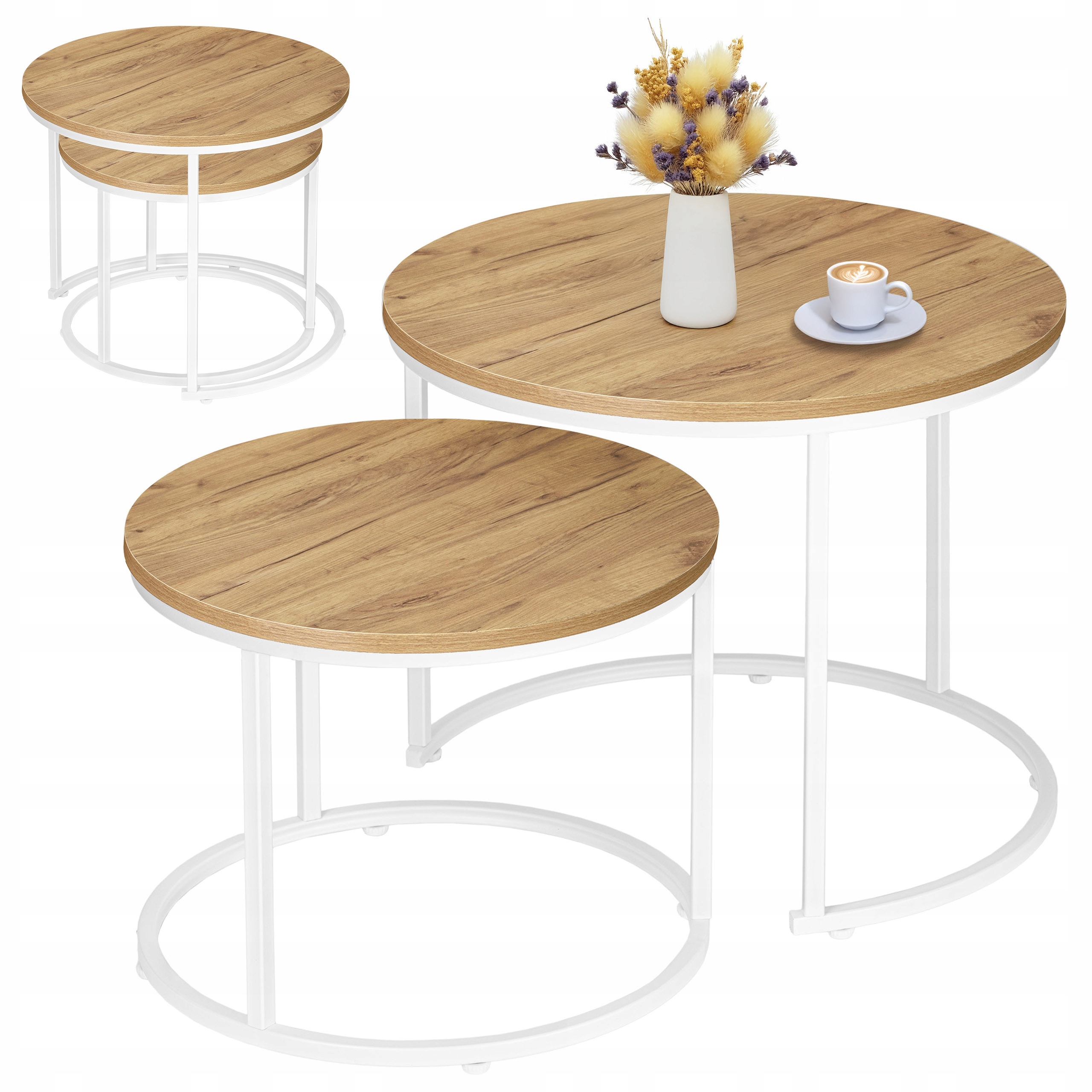 Konferenční Stolky Sada Lavice Do Obývacího Pokoje Loft Industriální Malý Dub Bílý Dům