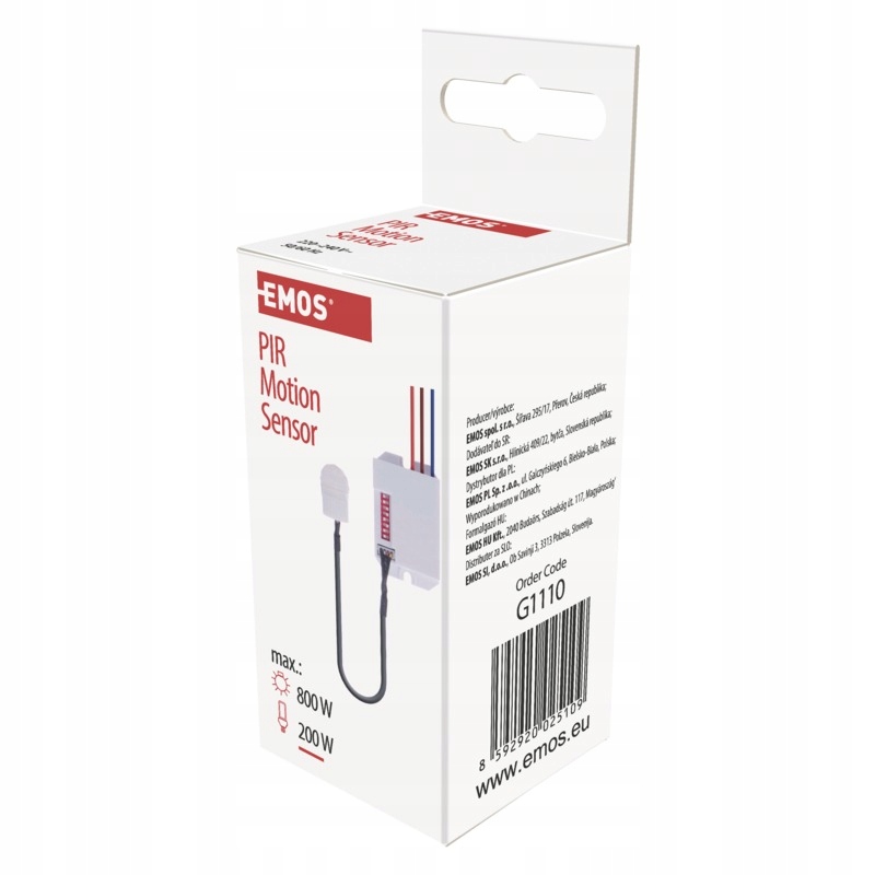 Czujnik ruchu PIR IP20 800W biały EMOS G1110 Stan opakowania oryginalne