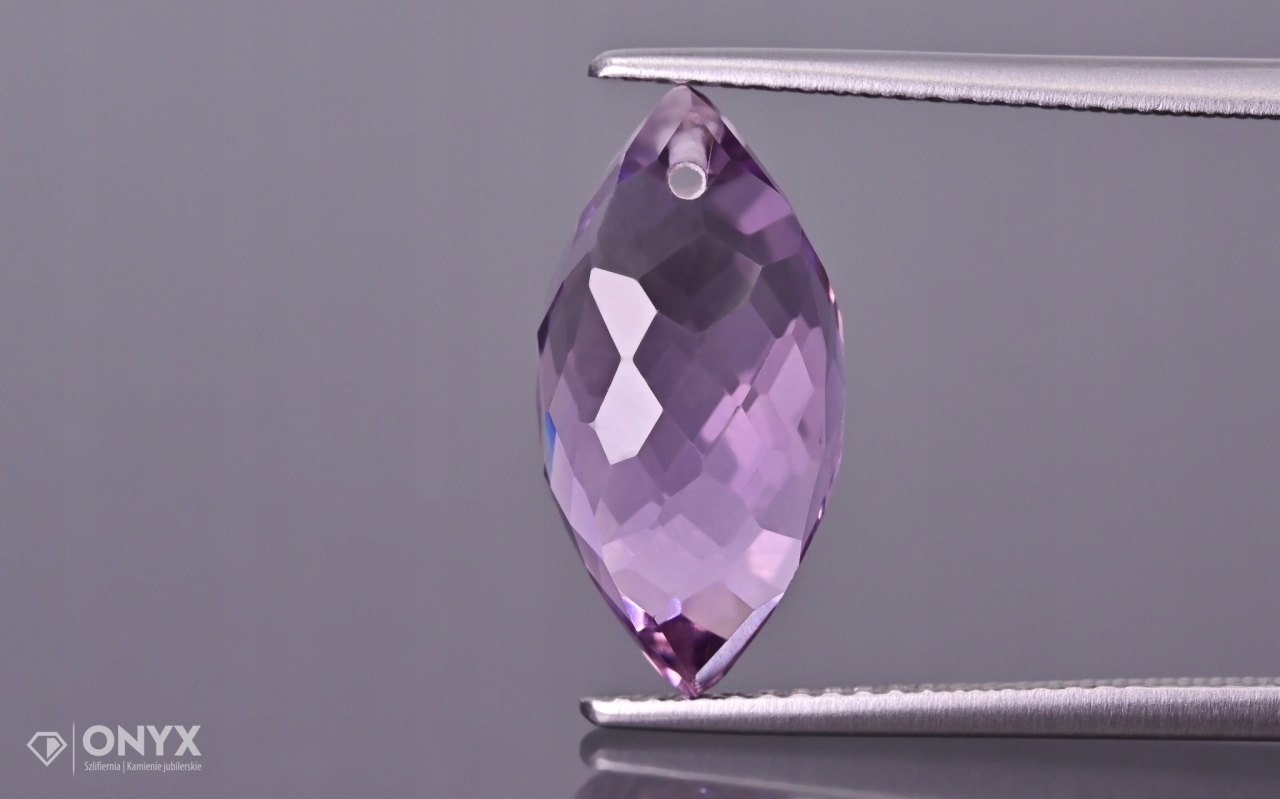 Ametyst fazetovaný provrtaný markýza 16x8 mm