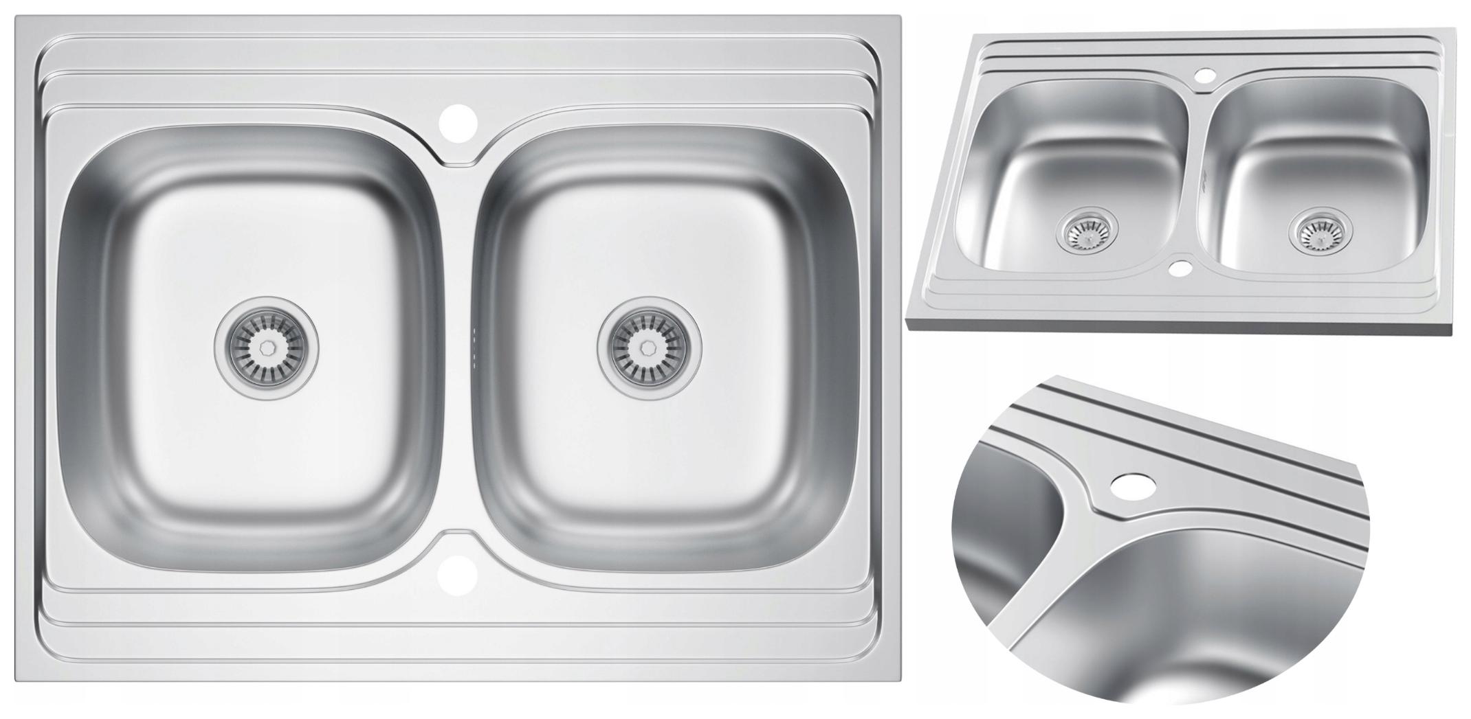 Dvojdrezový Oceľový Drez Chrómový Vrchný 80x60 Drez Sifón Decor