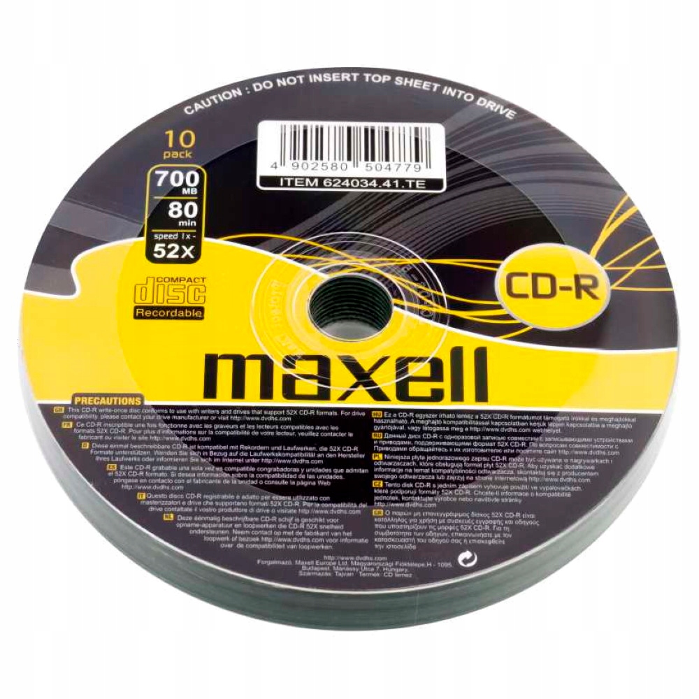 

Płyty Cd-r 700MB x52 opakowanie 10 szt Maxell