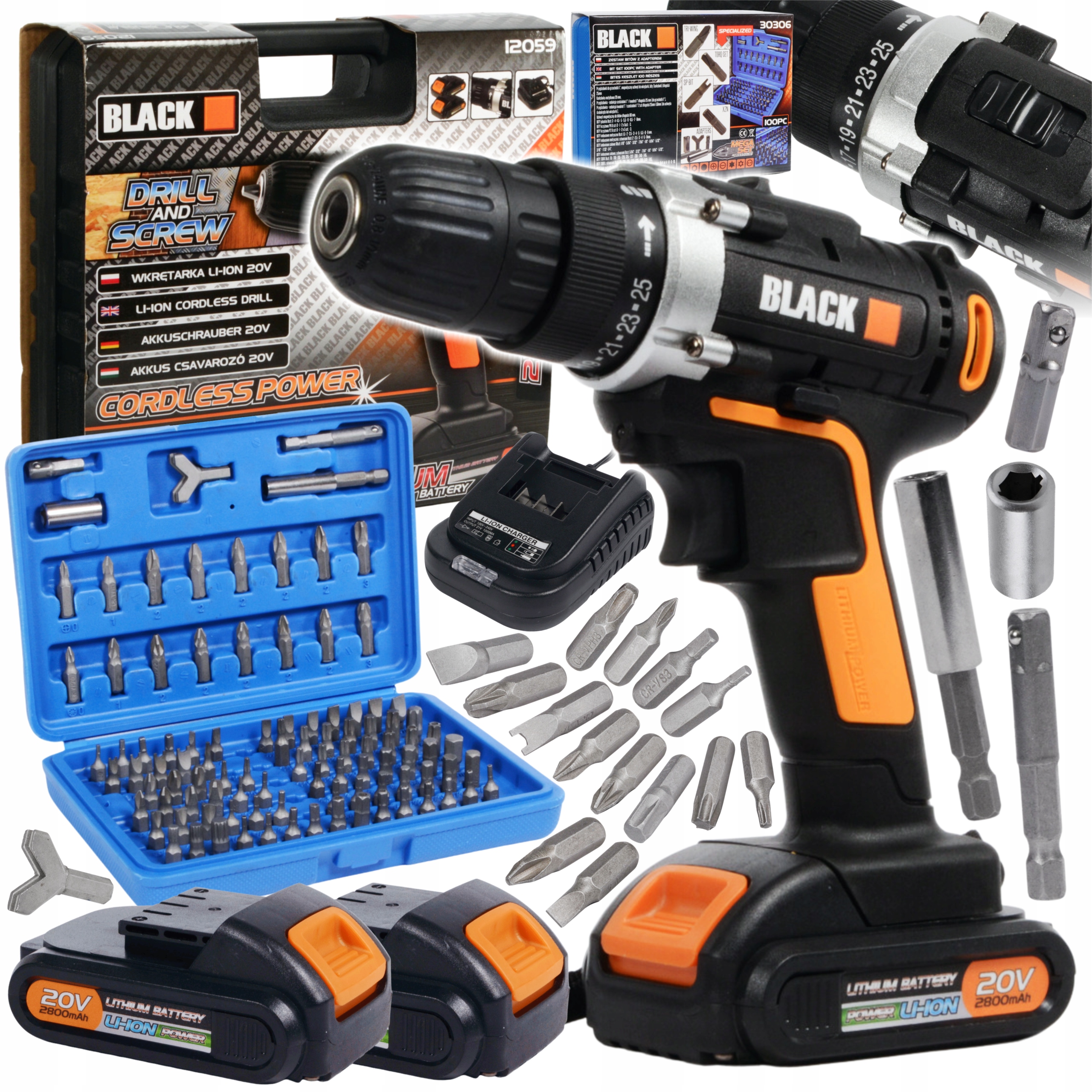 

Wiertarko Wkrętarka Aku Li-ion 20V Bity 100 El.