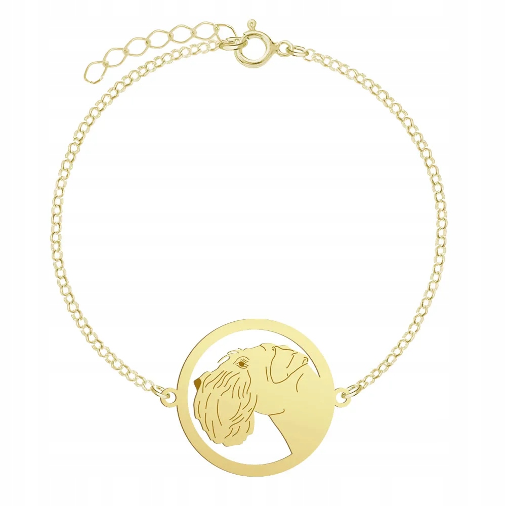 Zlatý náramek se psem Šnaucer 925 Řetízek Šperky Gravírování Bonus