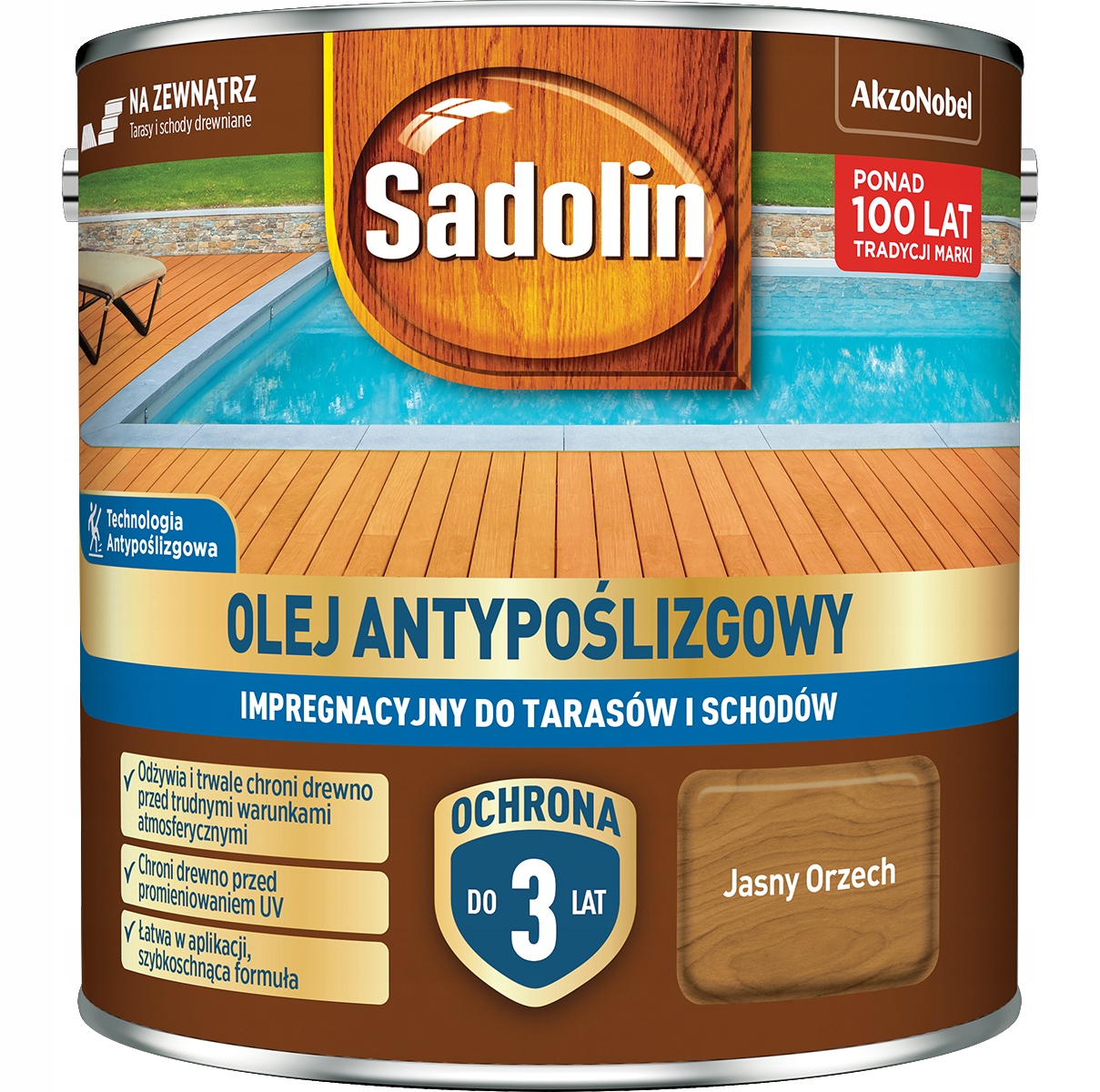 Sadolin Olej do Tarasów Tarasu Antypoślizgowy 12m2/L Orzech Jasny 2,5L