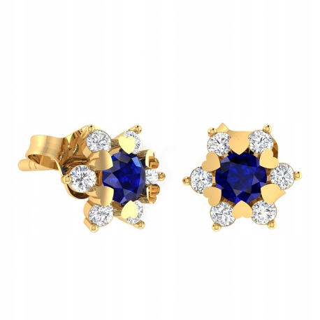 

Złote Kolczyki Z Szafirami Na Sztyft Próba 585