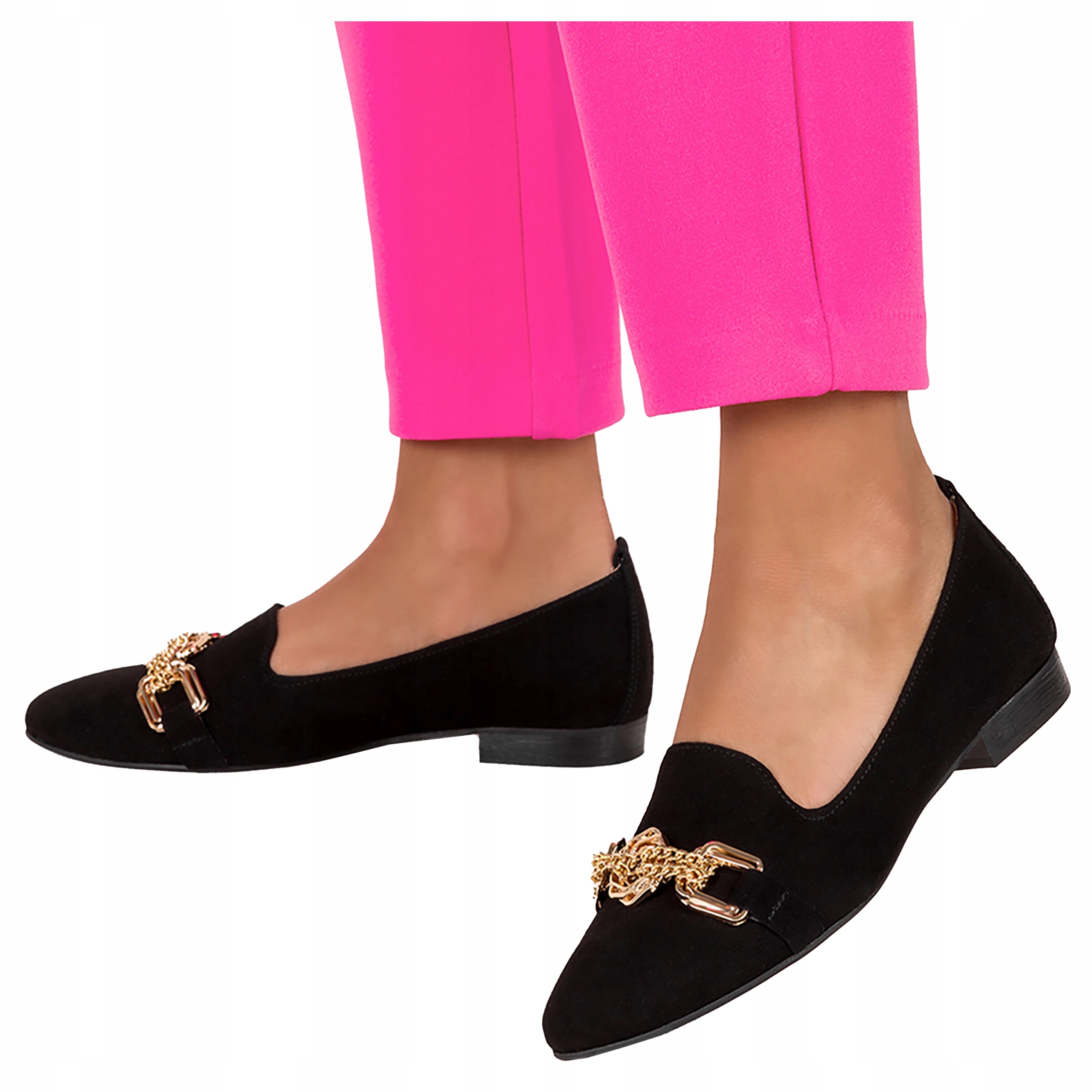 Lordsy Kožené dámské nazouvací polobotky se zlatou ozdobou Polský Výrobek vel. 36