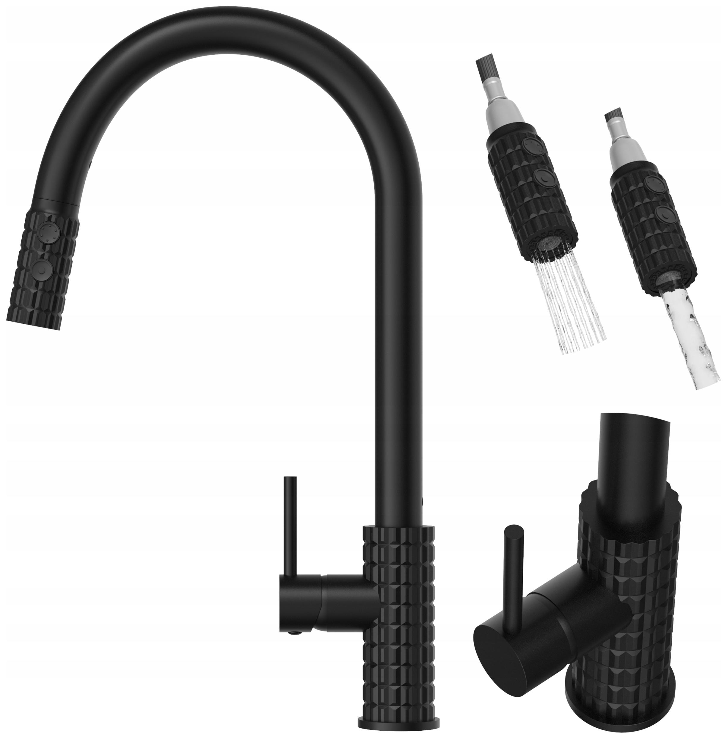 Kuchyňská Baterie s výsuvným výtokem, černá kuchyňská baterie Snake Pro