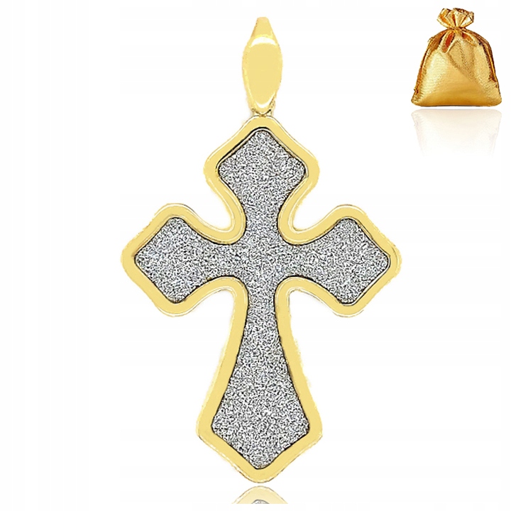 Stříbrný Pánský Pozlacený Křížek Přívěsek Kříž+glitter Stříbro 925 Dárek